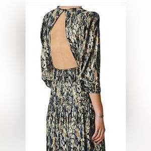 NEW!Ba&sh Gillian teal metallic long dress beautiful unique sz0 XS stunning